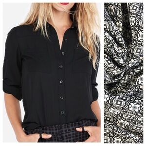 EXPRESS Portofino Black & White Medallion Blouse
